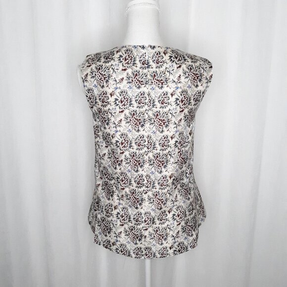 Tory Burch Silk & Cotton Blend Floral Sleeveless Blouse - Picture 4 of 7